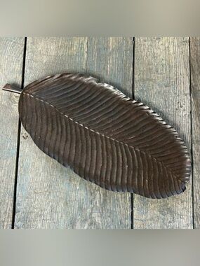 PartyLite Retired Island Escape Banana Brown Leaf Tray Retired EUC